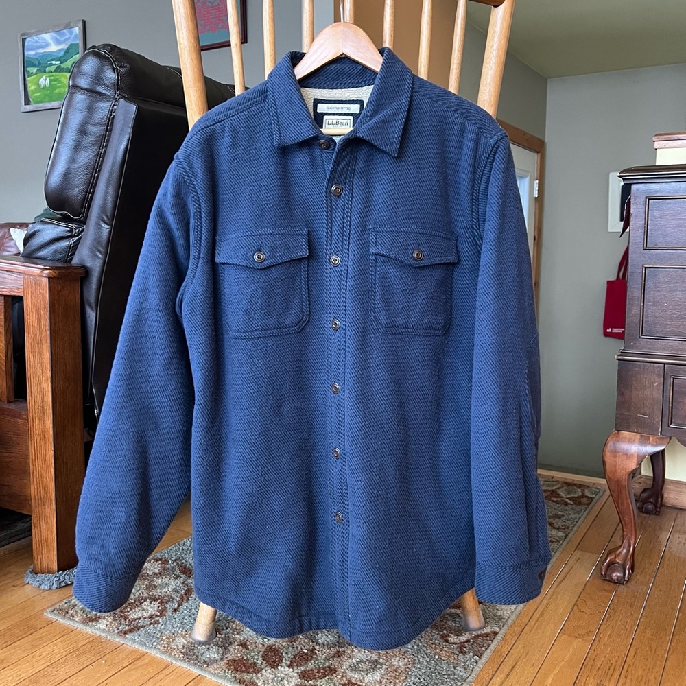 L.L. Bean Sherpa Lined Button Up Shirt Jacket